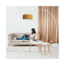 Ariana 1-lichts Vloerlamp Wit met Goud Velvet kap