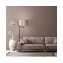 Wilco 2-lichts Vloerlamp Zwart met Zilver Velvet kap