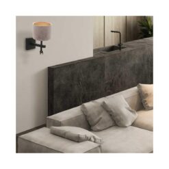 Wilco 2-lichts Wandlamp Zwart met Zilver Velvet kap