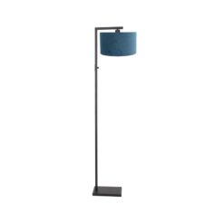 Wilco 1-lichts Vloerlamp Zwart met Blauw Velvet kap