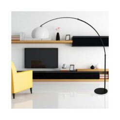 Ariana 1-lichts Vloerlamp Zwart met Wit Kunststof kap