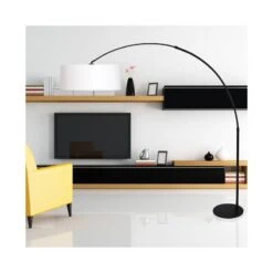 Ariana 1-lichts Vloerlamp Zwart met Wit Chintz kap