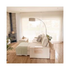 Ariana 1-lichts Vloerlamp Staal met Grijs Linnen kap