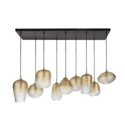 Claude 9-lichts Hanglamp Amberkleurig glas