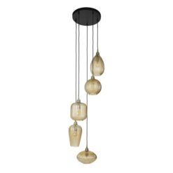 Tristan 5-lichts Hanglamp Amberkleurig glas
