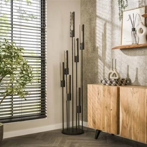 Elvira 7-lichts Vloerlamp getrapt Zwart