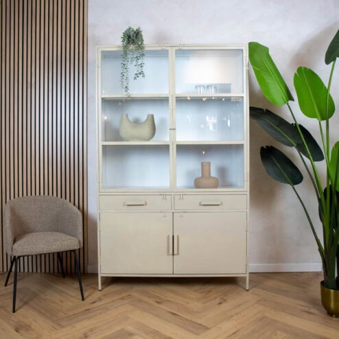 Figue vitrinekast industrieel taupe 120cm