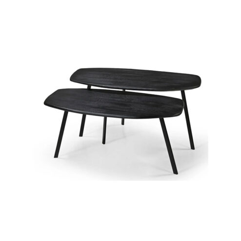 Rolida organische salontafel set van 2 mangohout zwart (op=op deal)