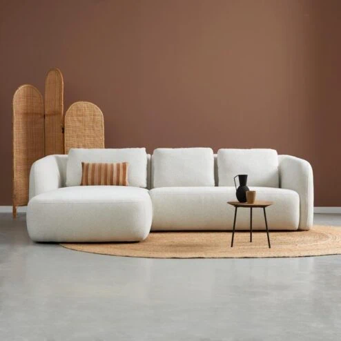 Bank Cloud met chaise longue links - Gebroken wit stof