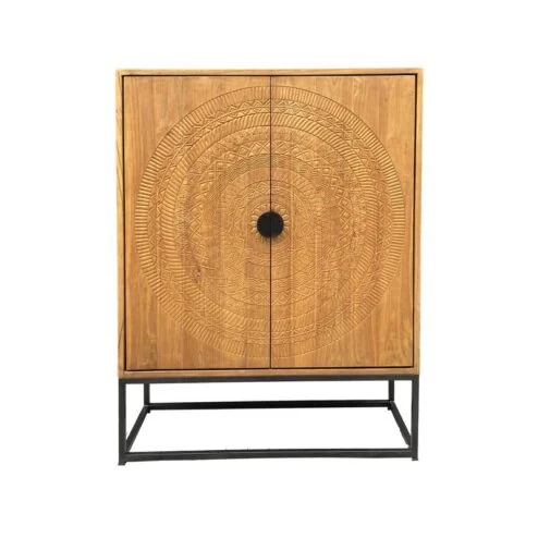 Carved Wandkast Naturel 140cm