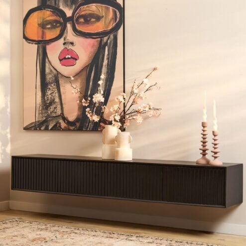 Zwevend Tv meubel Martin Zwart 200 cm