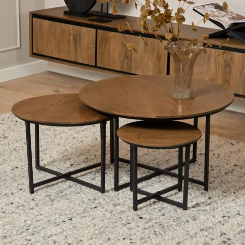 Salontafel Sindacco rond Set van 3