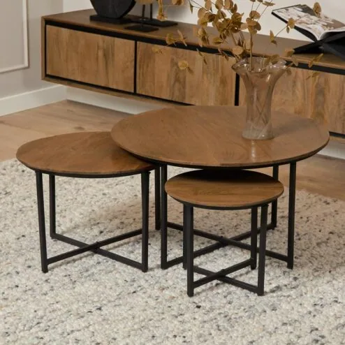 Salontafel Sindacco rond Set van 3