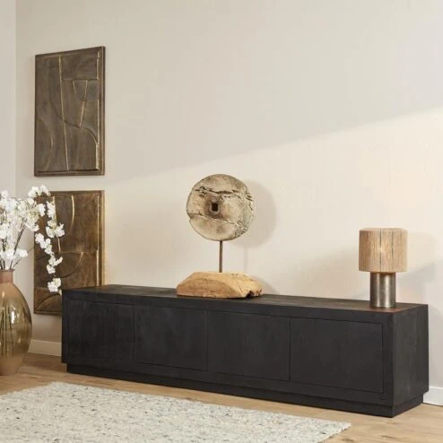 TV meubel Dortmund mangohout zwart 200cm