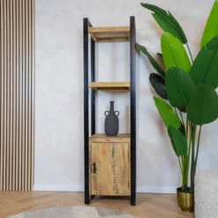 Britt boekenkast industrieel mangohout 1 deur