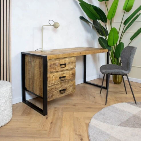 Britt Bureau industrieel mangohout naturel lades (schadedeal 341, 342, 343)