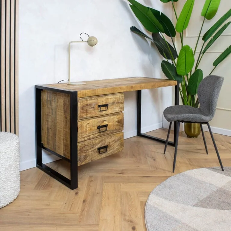 Britt Bureau industrieel mangohout naturel lades (schadedeal 341, 342, 343)