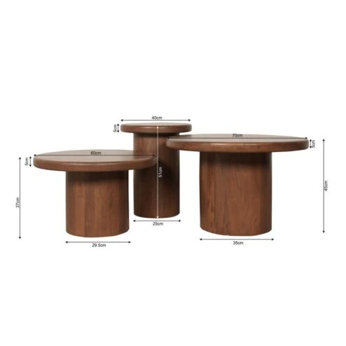 Juna Salontafel set van 3 Walnoot