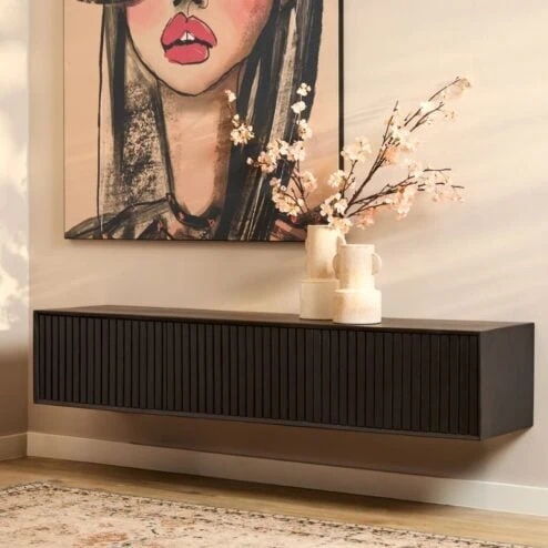 Zwevend Tv meubel Martin Zwart 160 cm