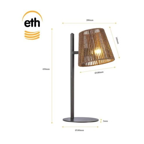 Daan 1-lichts Tafellamp Bruin