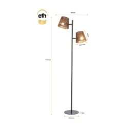 Daan 2-lichts Vloerlamp Bruin