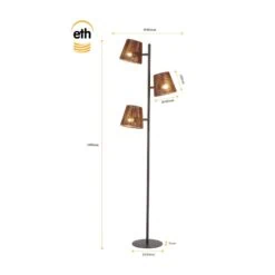 Daan 3-lichts Vloerlamp Bruin