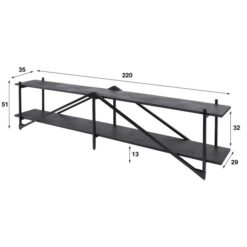Eddy XL Tv-meubel metaal Antraciet 220cm