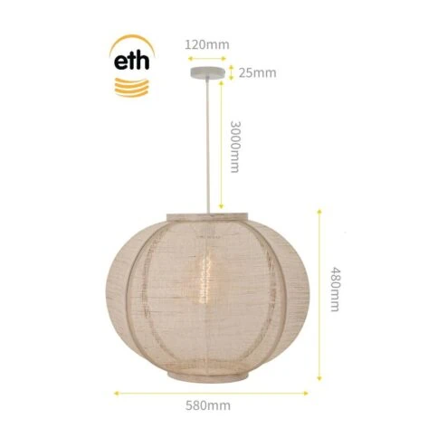 Fabric 1-lichts Hanglamp Zand 58cm