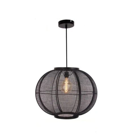 Fabric 1-lichts Hanglamp Zwart 58cm