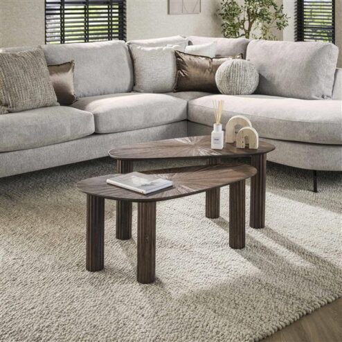 Jill Salontafel set van 2 hoekvormig Teakhout