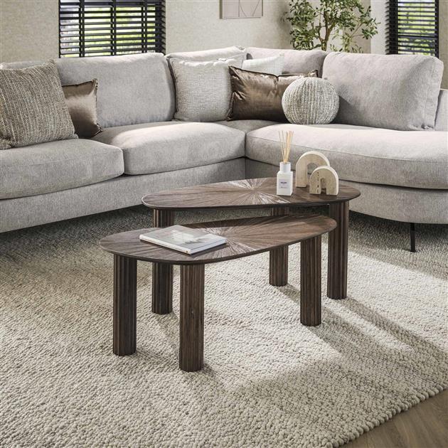 Jill Salontafel set van 2 hoekvormig Teakhout