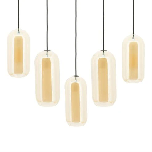 Shona 5-lichts Hanglamp amber
