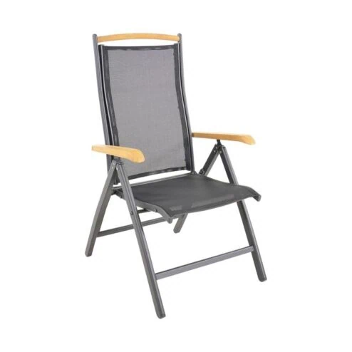 Tuinstoel Monza zwart verstelbaar