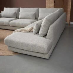 Bank Como met Ottomane rechts – Grijs stof