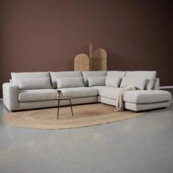 Bank Como met Ottomane rechts – Grijs stof