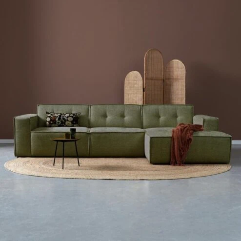 Bank Flow Chaise longue rechts - Groen stof
