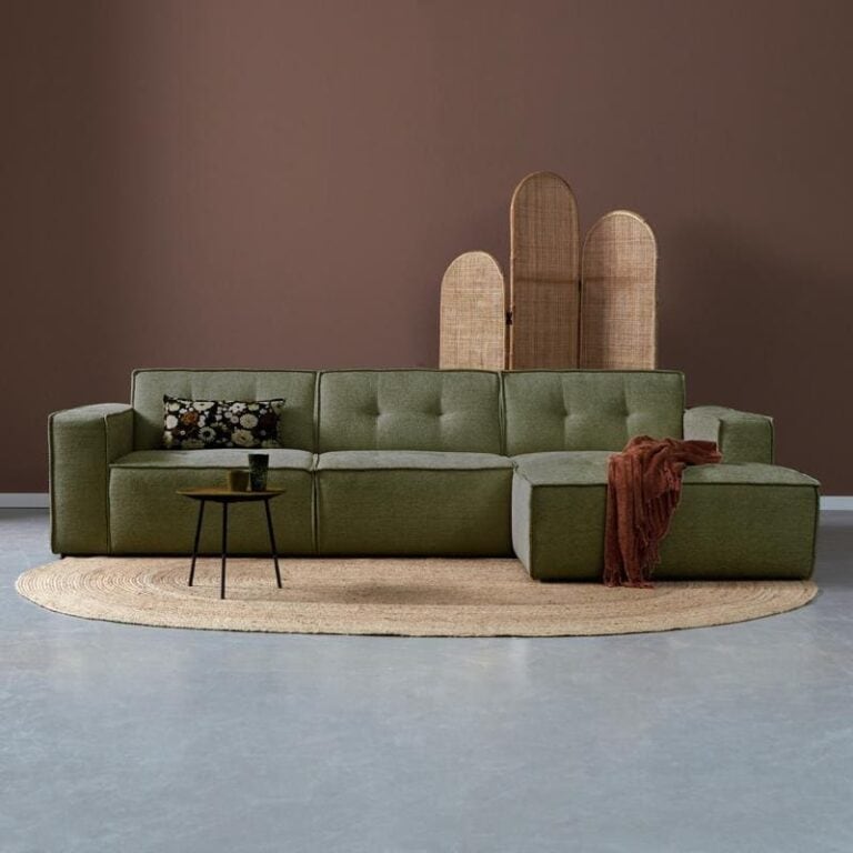Bank Flow Chaise longue rechts - Groen stof