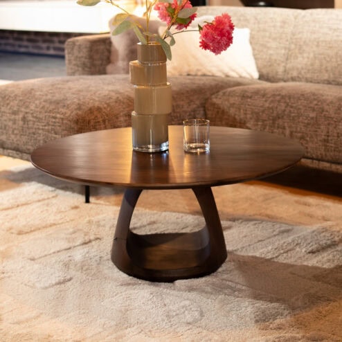 Mike Salontafel rond Walnoot Large 90cm
