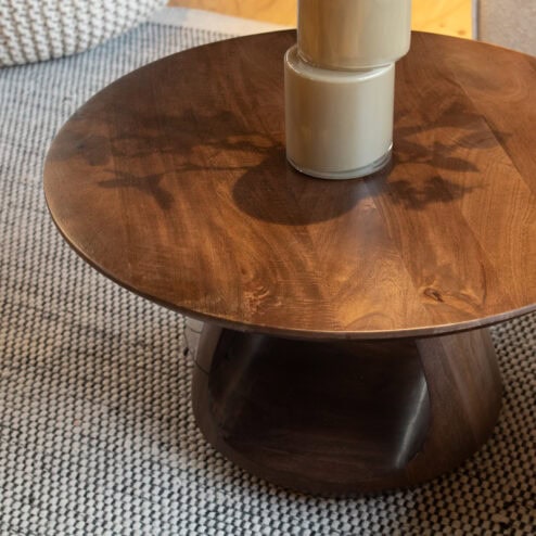 Mike Salontafel rond Walnoot Medium 70cm