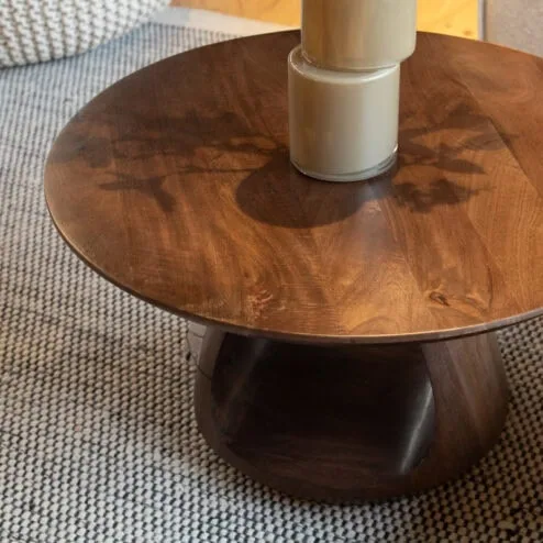 Mike Salontafel rond Walnoot Medium 70cm