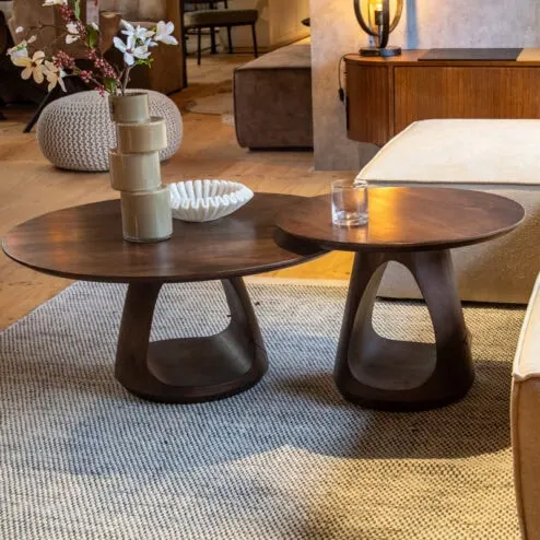 Mike Salontafel rond Walnoot Large 90cm