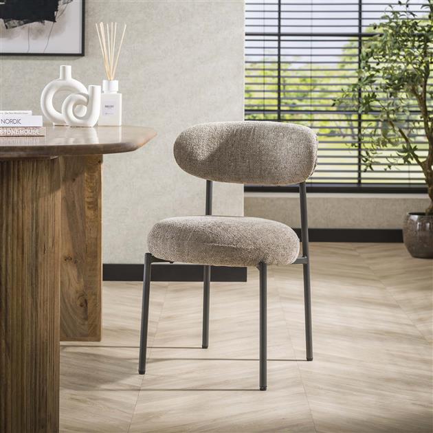 Jaimy Eetkamerstoel Stof zandkleur