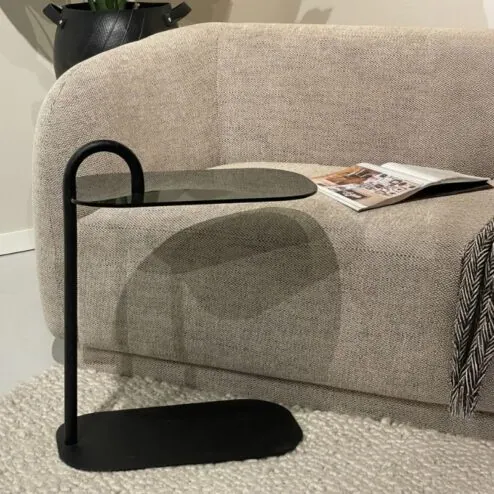 Mylon Bijzettafel Glas zwart 48cm