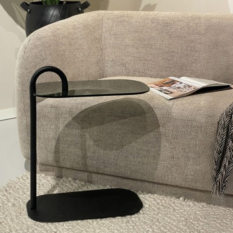 Mylon Bijzettafel Glas zwart 48cm