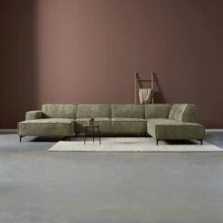 U-Bank River Chaise longue links – Groen stof