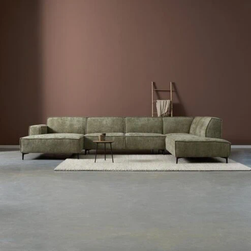 U-Bank River Chaise longue links – Groen stof