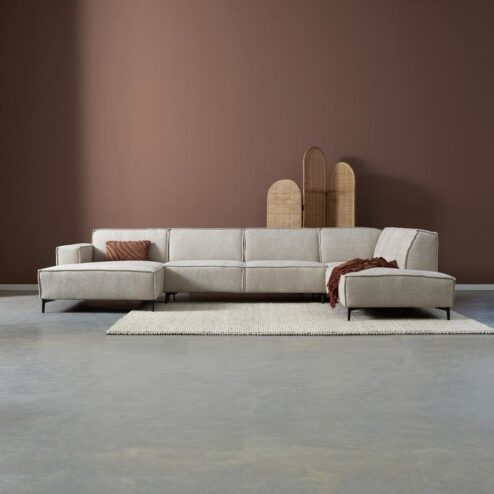 U-Bank River Chaise longue links – Taupe stof