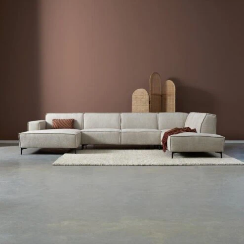 U-Bank River Chaise longue links – Taupe stof