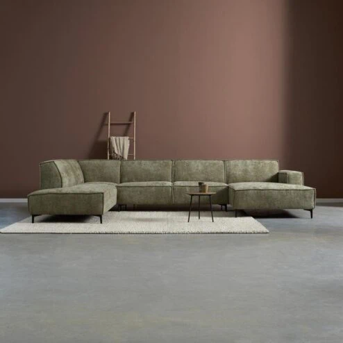 U-Bank River Chaise longue rechts – Groen stof