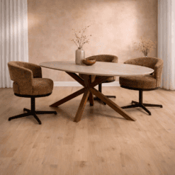 Beau eetkamerfauteuil draaipoot Bruin